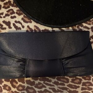 Chic Black Satin Bow Clutch